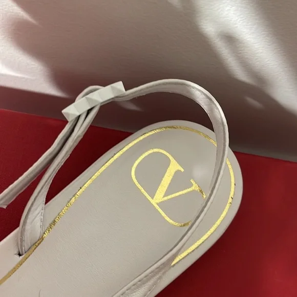 Valentino Garavani White Sandals with Studded Straps - Picture 2 of 5